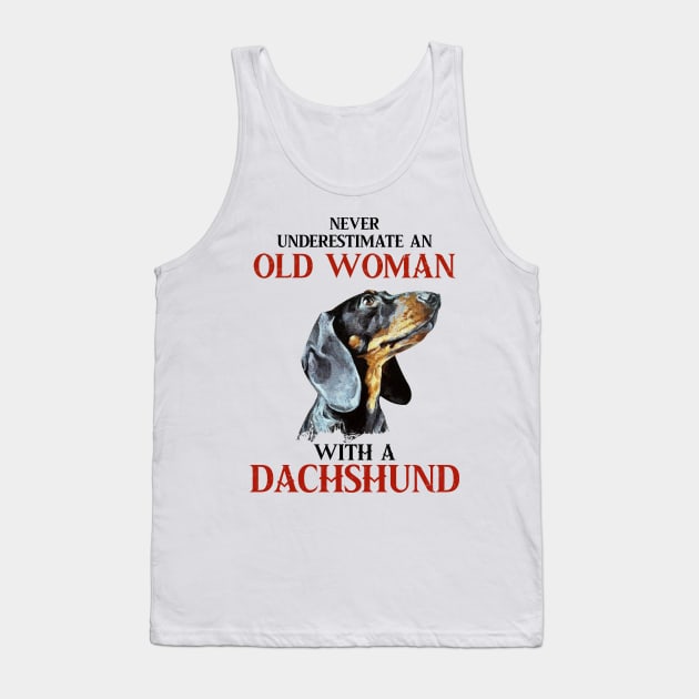Never underestimate old woman with a pitbull tshirt woman funny gift Tank Top by American Woman
